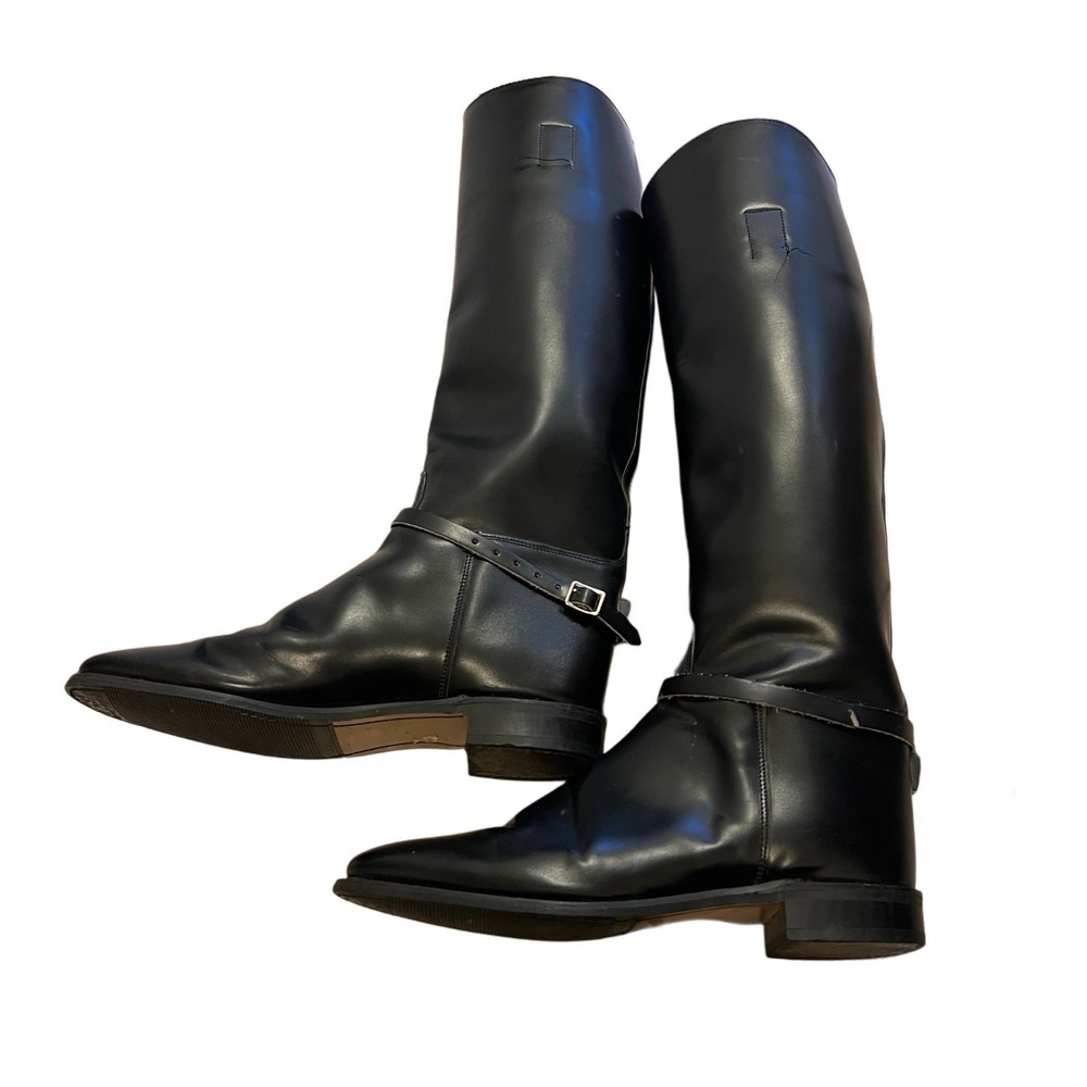 Vintage Marlborough England Tall Leather Riding Boots Black UK 7.5 Equestrian